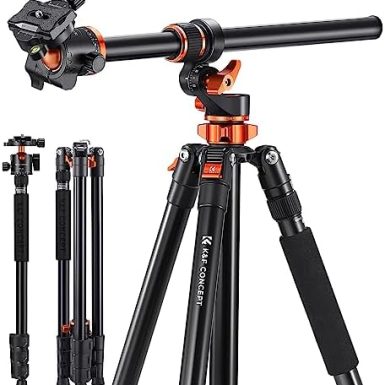 K&F CONCEPT 90''/230cm Ultra High Camera Tripod,Horizontal Overhead Shooting Travel Tripods with Metal Ball Head 10KG Load Capacity,Detachable Monopod, for Indoor and Outdoor Use T254A7+BH-28L