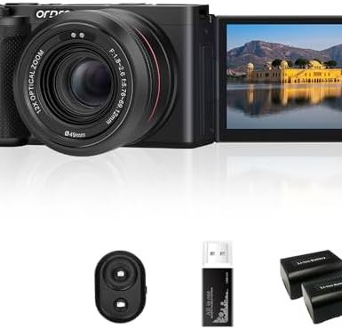ORDRO G730 5K Mirrorless Camera 12x Optical Zoom, 3.2" Vari-Angle Touchscreen, Auto/Manual Focus for Vlogging and Photography